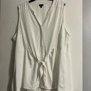 Torrid Button-Front Tie-Front Blouse White Sz 3X